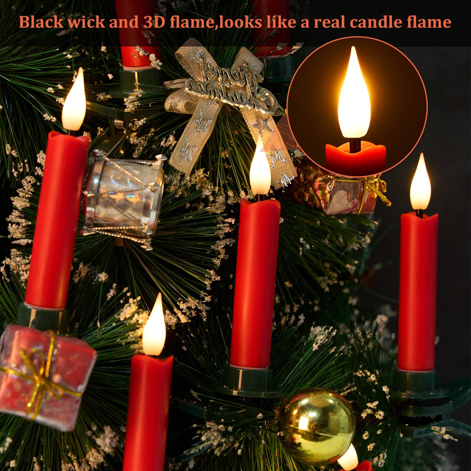 Black wick and 3D flame, looks like a real candle flame