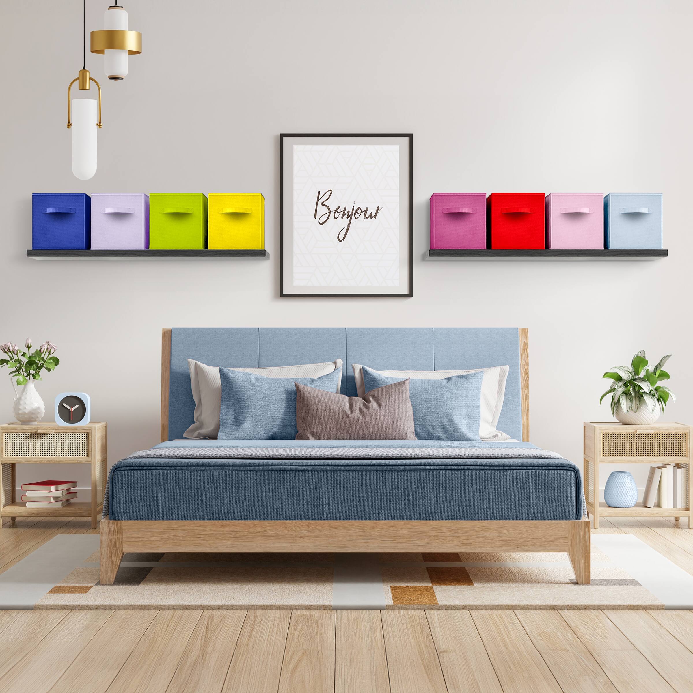 Alt View 2. Sorbus - Sorbus Fabric Storage Cubes - 8 Foldable Storage Bins for Organizing Pantry, Cubbies, Toy Box - Clothes Storage - Deep Rainbow.