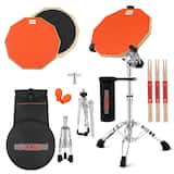 5 CORE - 5Core Drum Practice Pad Set 12" Snare Drumming Stand 2 Sided Silent Drummer Kit - Orange