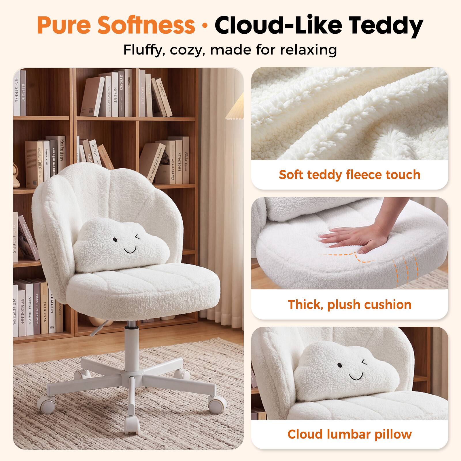 Pure Softness • Cloud-Like Teddy  
Fluffy, cozy, made for relaxing  

Soft teddy fleece touch  
Thick, plush cushion  
Cloud lumbar pillow
