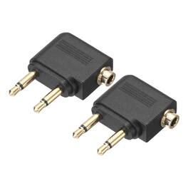 Unique Bargains - 2pcs 2x3.5mm M to 3.5mm F Connector Zn Alloy Ni Plated Stereo TRS for Audio/HP/Spkr/Player/Video Rcvr, Copper - Black