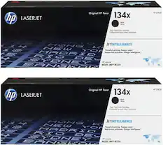 hp LASERJET Original HP Toner 134x Block Ninine High Yield Toner Cartridge. Cortuche de toner à haute rendement W1340X. HP JETINTELLIGENCE. Powerful printing. Energy smart. Impression puissante. Energie intelligente. Compatible with HP M209, MFP M234.