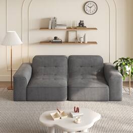 Anysun - 83.6" Modular Sectional 3-Seater Sofa with Tufted Design – Modern Chenille Sofa, Deep Seat Couch - Gray