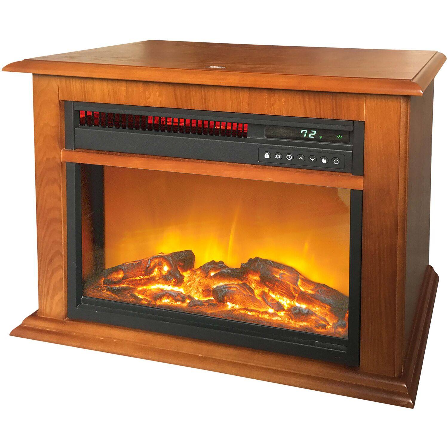 Alt View 21. Lifesmart - 3-Element Infrared Fireplace in Oak Mantel - Black.