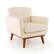 Front. Costway - Modern Accent Chair Upholstered Linen Armchair with Removable Cushion - Beige.