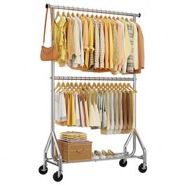 Hirose Alice - Heavy Duty Clothes Rack Double Rod Clothing Rack for Hanging Clothes Rolling Garment Rack Freestanding - Default
