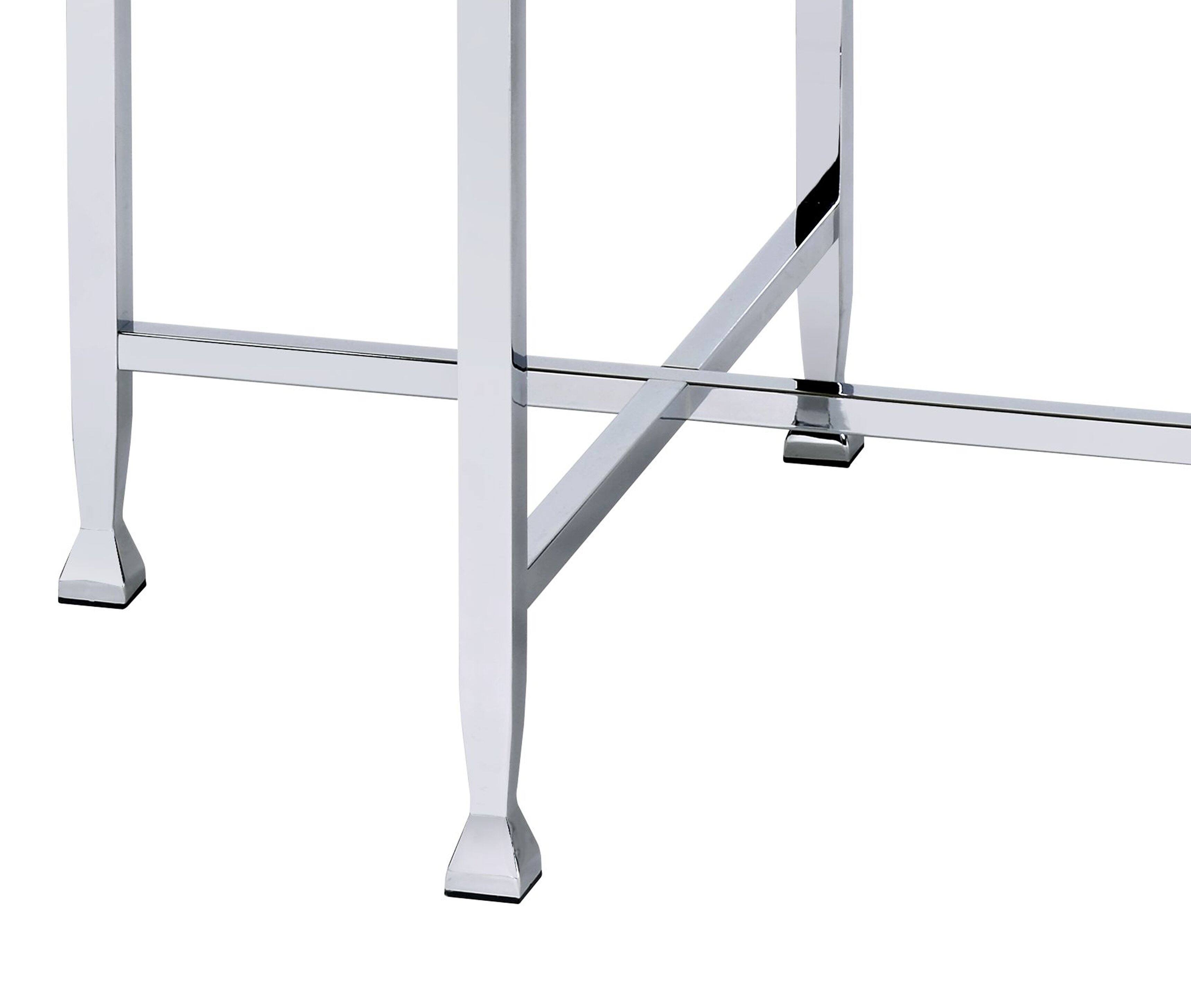 Alt View 3. Manhattan Lane - End Table with X Shaped Metal Base and Round Wooden Top - Silver and Beige.