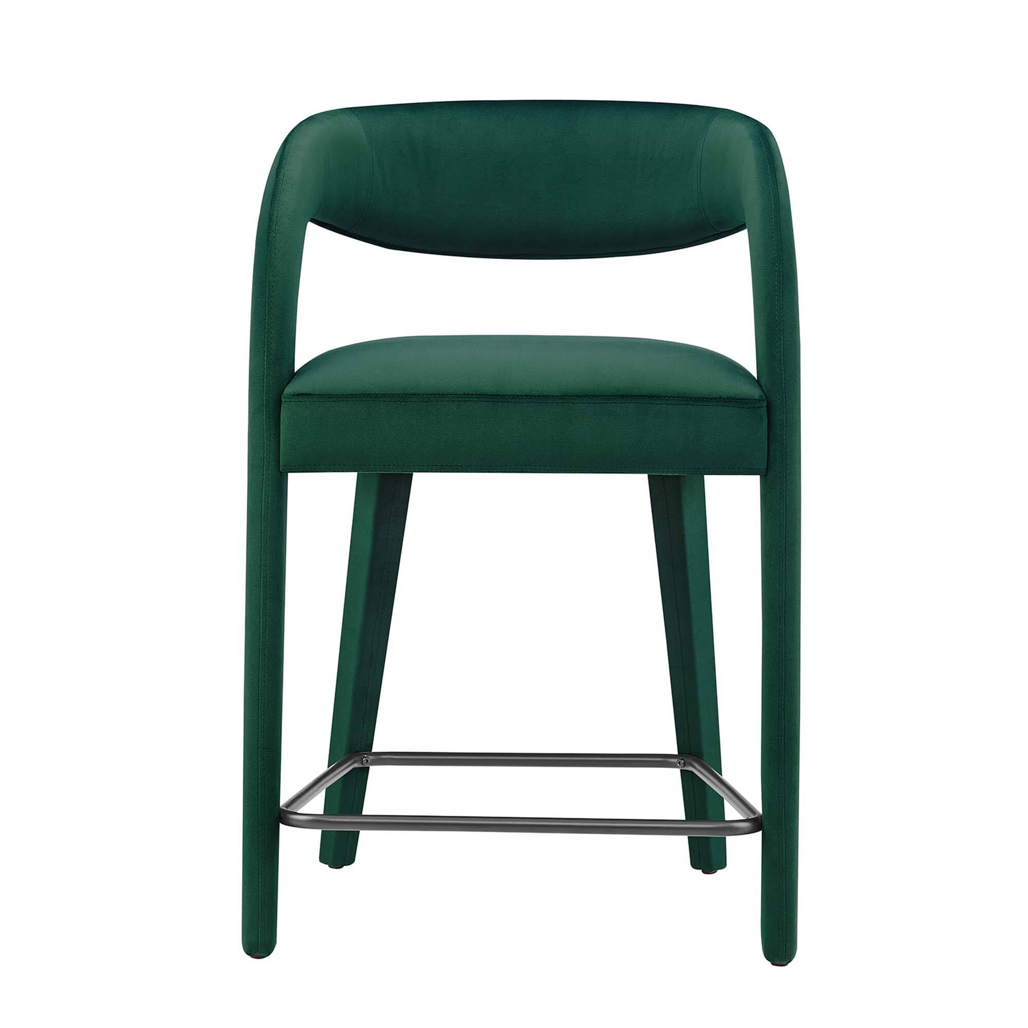Alt View 5. Modway - Pinnacle Performance Velvet Counter Stool Set of 2 by Modway - Green Black.