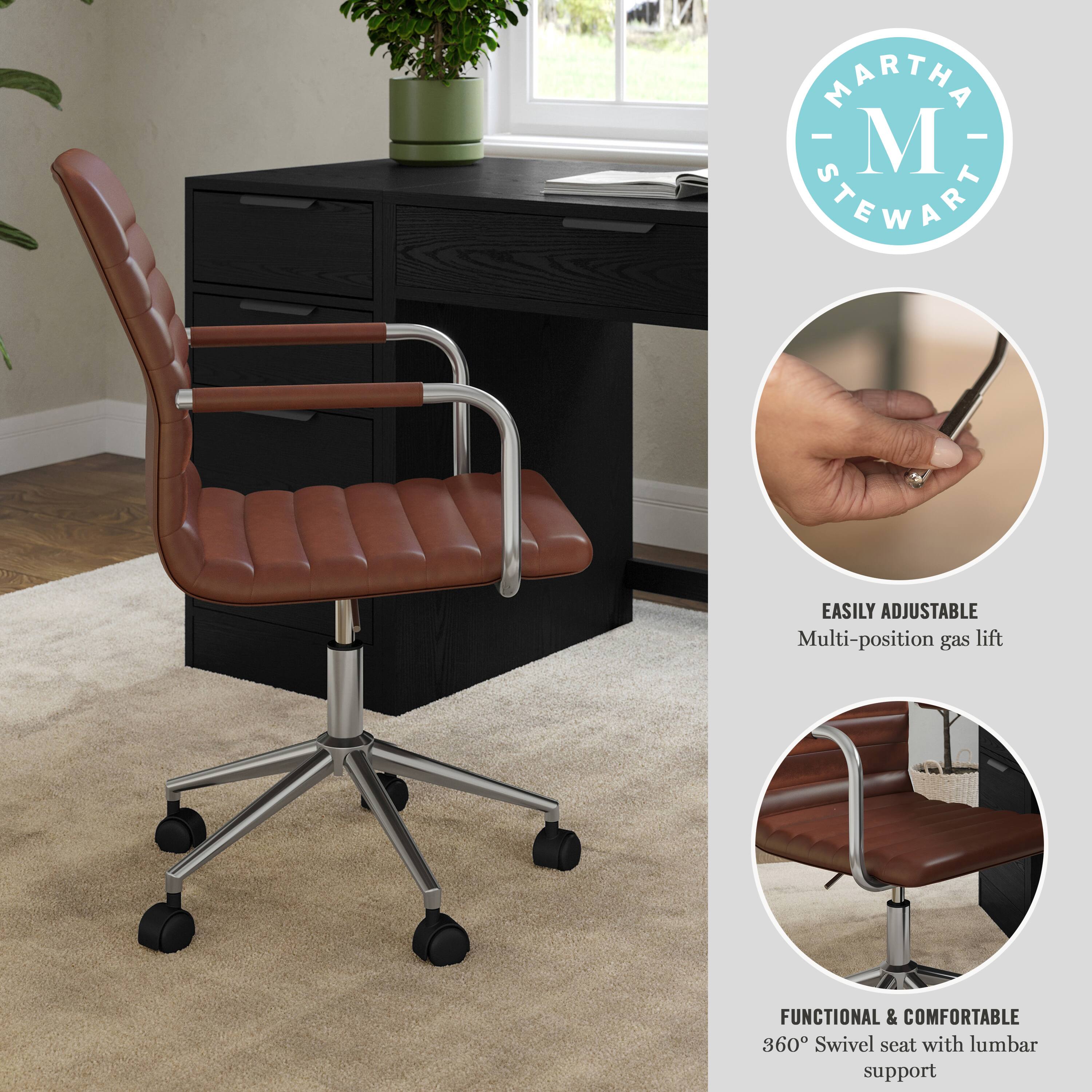 MARTHA STEWART EASILY ADJUSTABLE Multi-position gas lift FUNCTIONAL & COMFORTABLE 360 Swivel seat with lumbar support