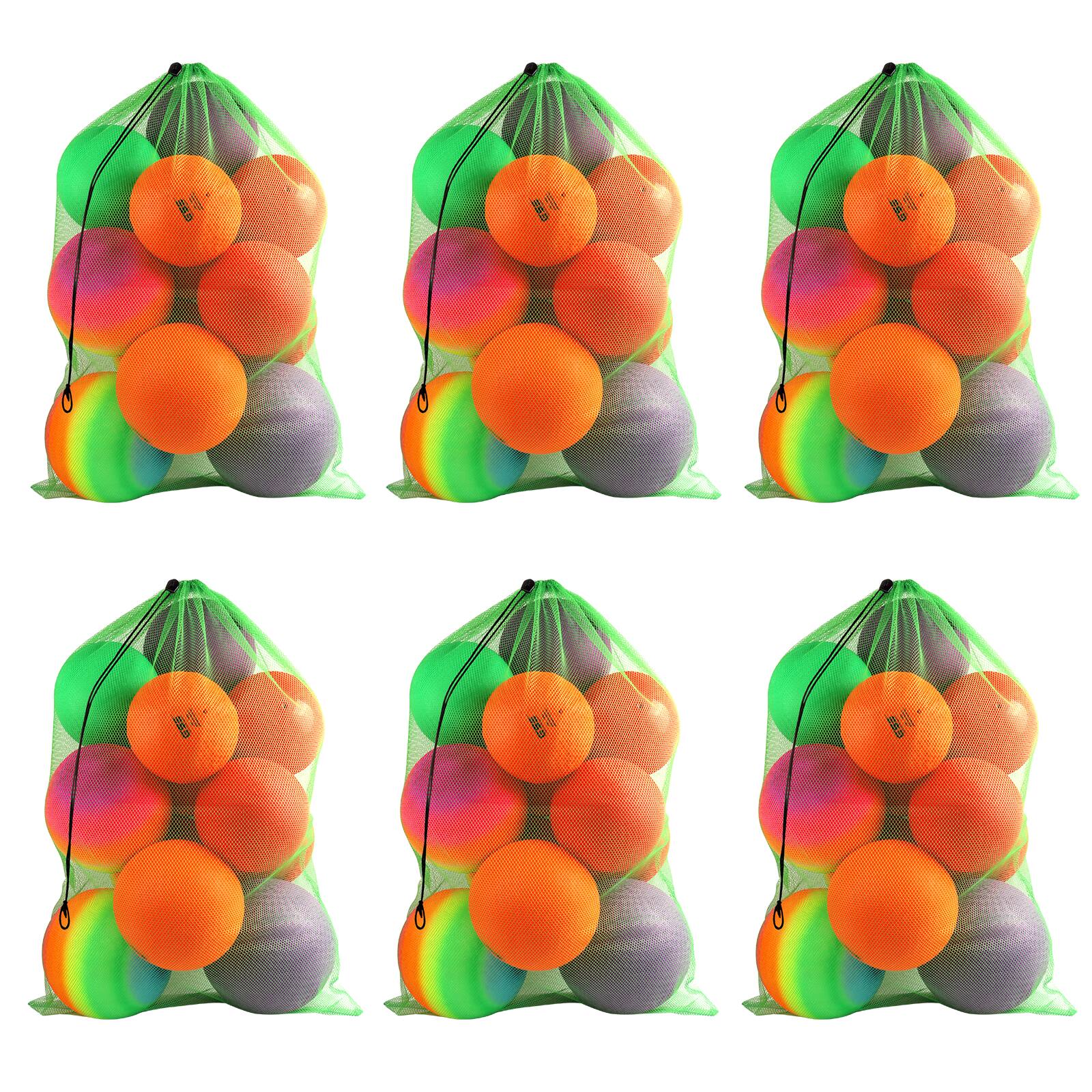 Front. GSE Games & Sports Expert - 24"x36" Large Mesh Sports Ball Drawstring Bag for Gym Training, Football, Basketball, Swimming(Green-6 Pcs) - green.