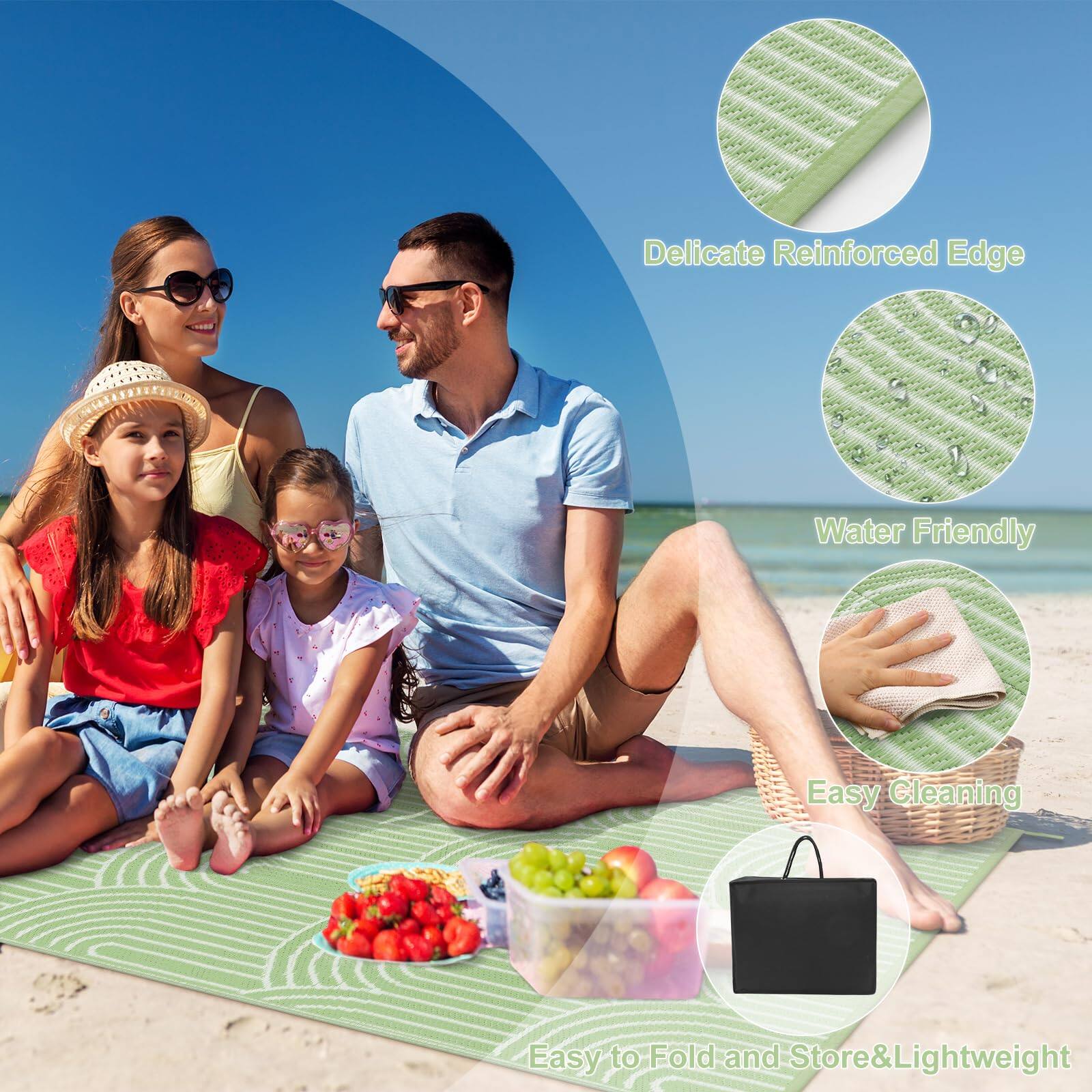 - Delicate Reinforced Edge
- Water Friendly
- Easy Cleaning
- Easy to Fold and Store
- Lightweight