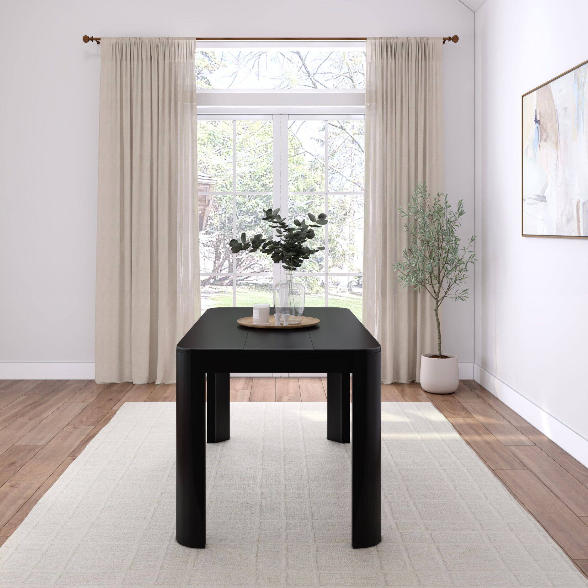 Alt View 1. Plank+Beam - Contour Dining Table (60in / 1524mm), Black - Black.