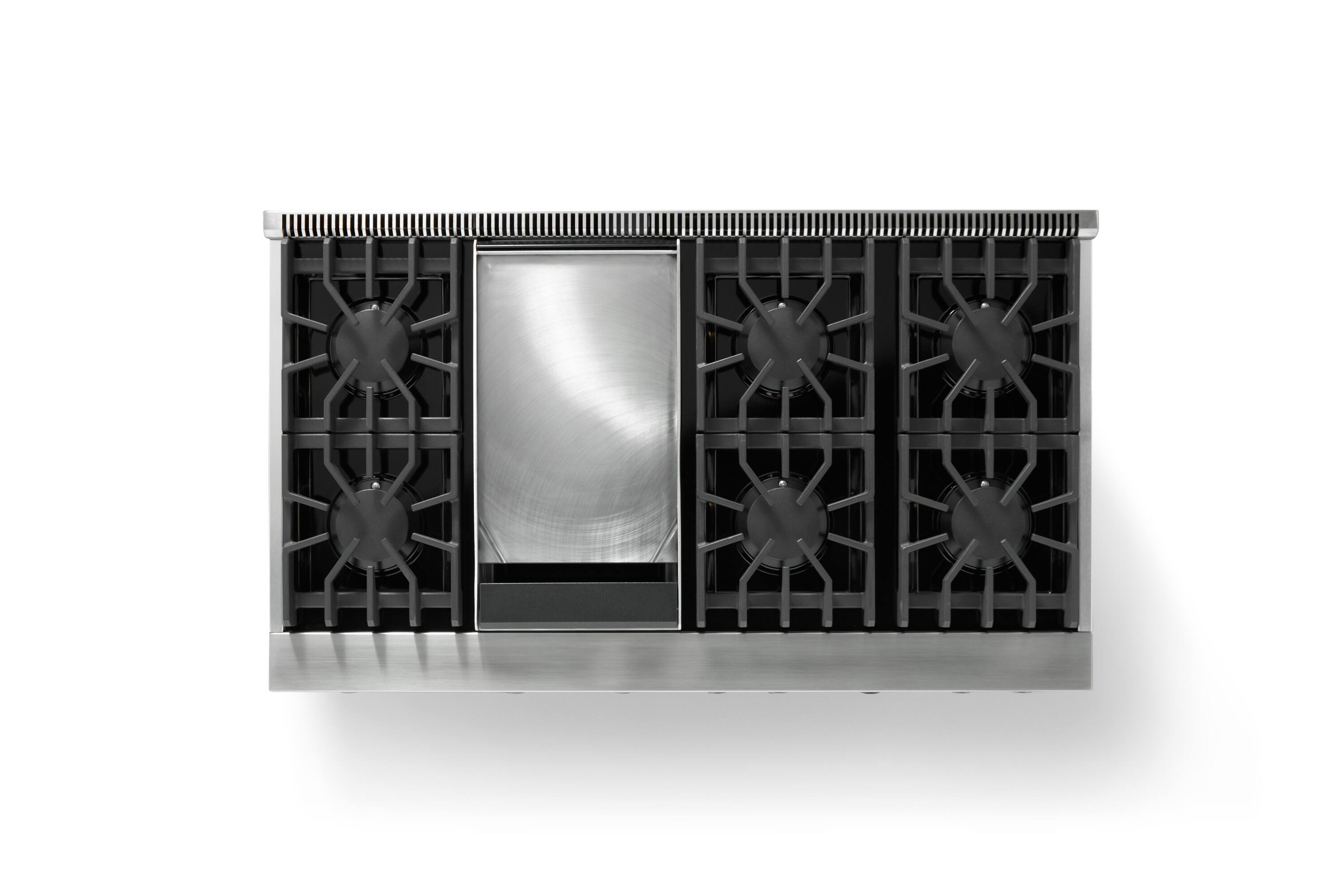 Alt View 4. Viking - 6.1 Cu. Ft. 48"W. Professional 5 Series Freestanding Double Oven Gas Convection Range - Damascus Gray.