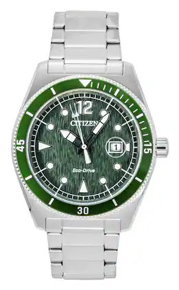 Citizen - Eco-Drive Stainless Steel Dial Solar AW1880-55X 100M Men's Watch - Green