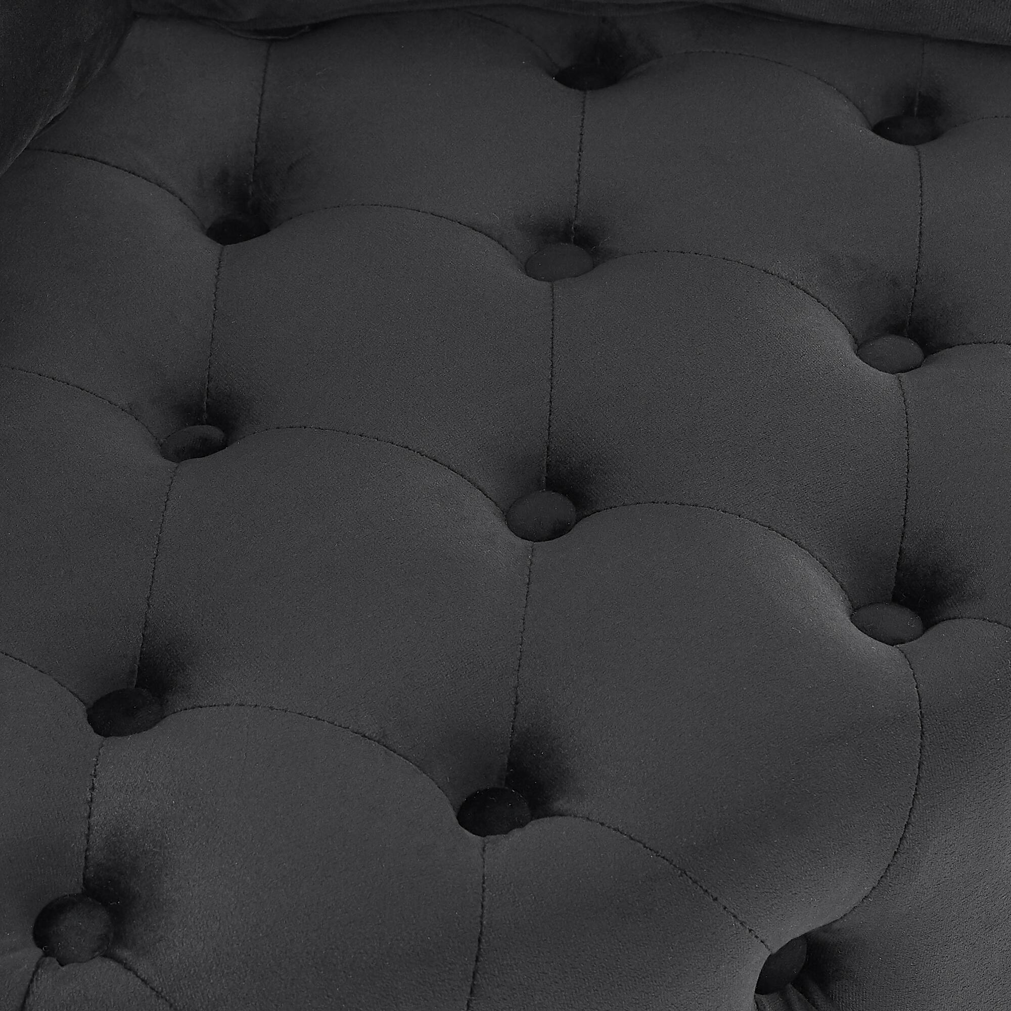 Alt View 6. Trinkets Crazed - Velvet Upholstered Swivel Chair for Living Room, with Button Tufted Design and Movable Wheels, Including 3 Pillows - Black.