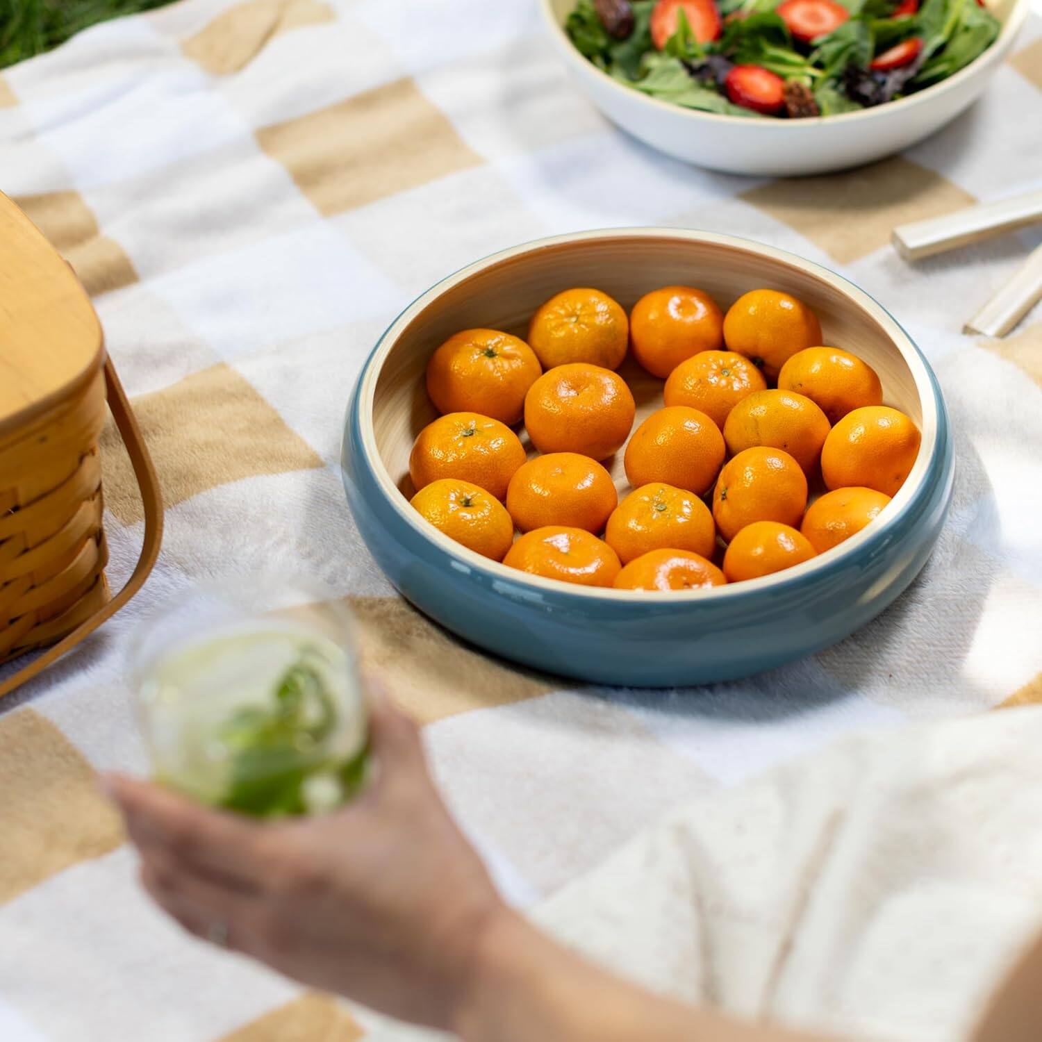 Alt View 2. Lexa - Bamboo Fruit Bowl, 12 Inch, Navy - Navy.