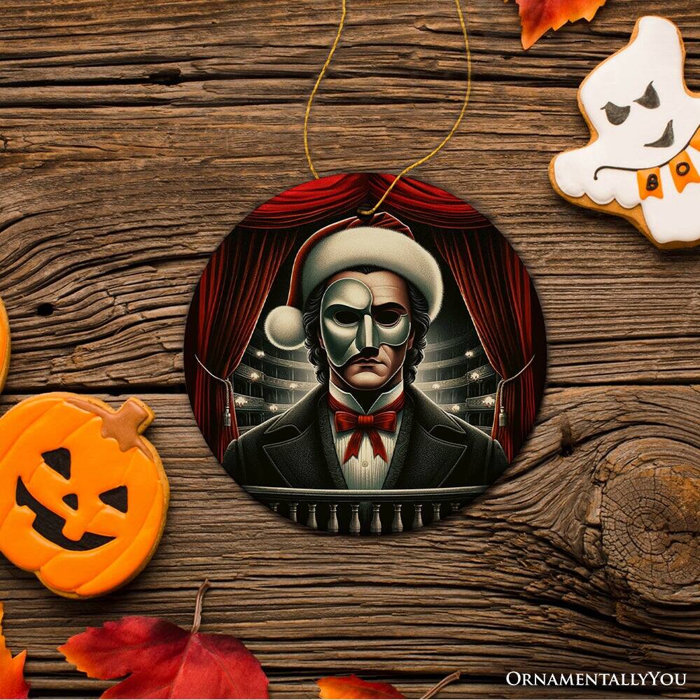 Back. OrnamentallyYou - Phantom of the Opera Ceramic Ornament Menacing Holiday Gift for Halloween Tree - Multi-colored.