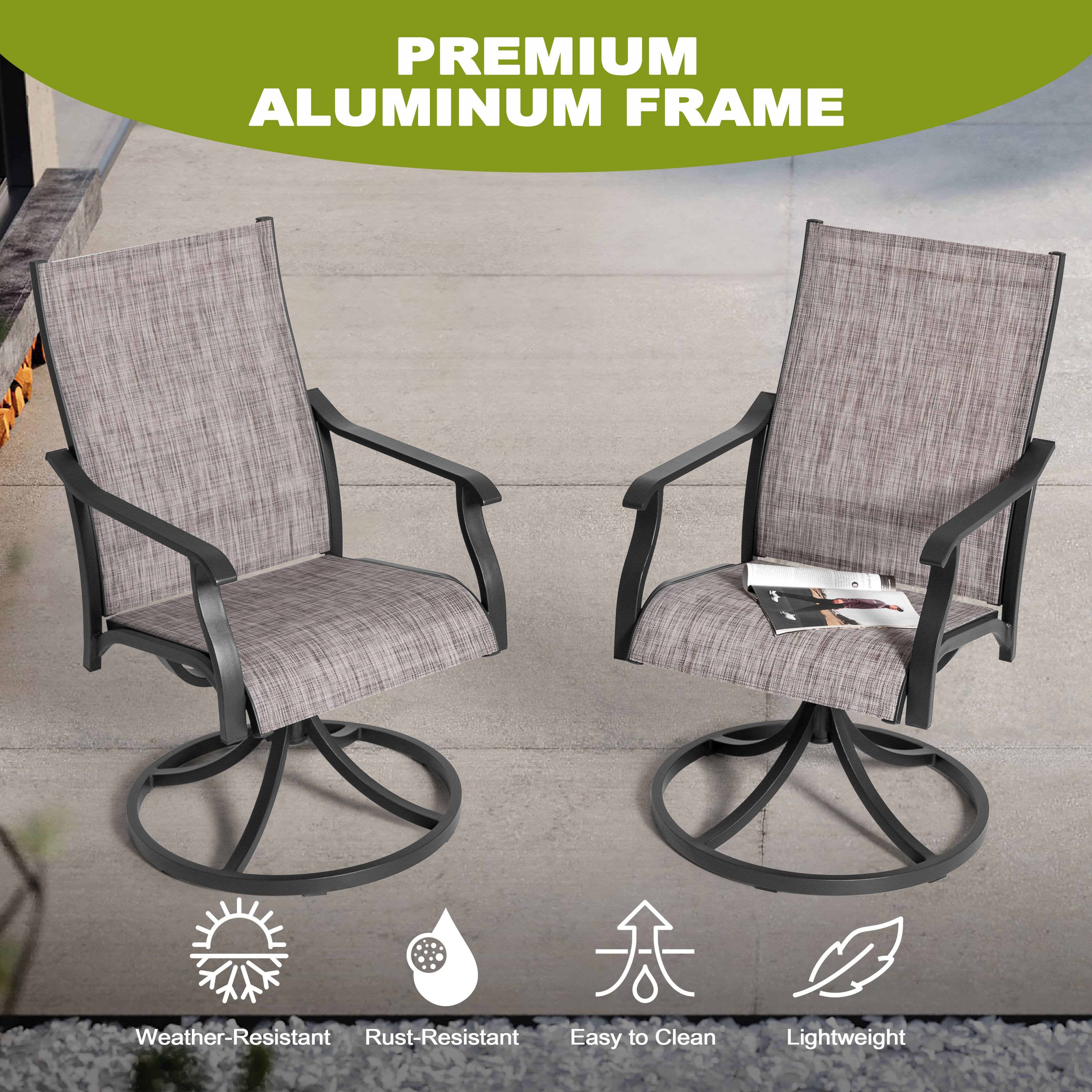PREMIUM ALUMINUM FRAME

- Weather-Resistant
- Rust-Resistant
- Easy to Clean
- Lightweight