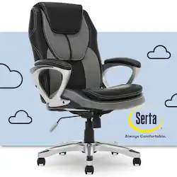 Serta - Amplify Work or Play Ergonomic High-Back Faux Leather Swivel Executive Chair with Mesh Accents - Black and Gray - Front_Zoom