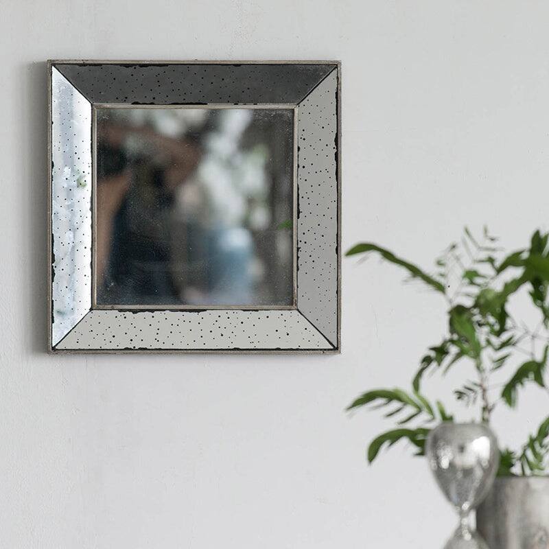 Alt View 2. BreeBe - 18x18 Distressed Silver Square Accent Mirror Traditional Framed Wall Mirror for Living Room Entryway Office Bedroom - Silver.