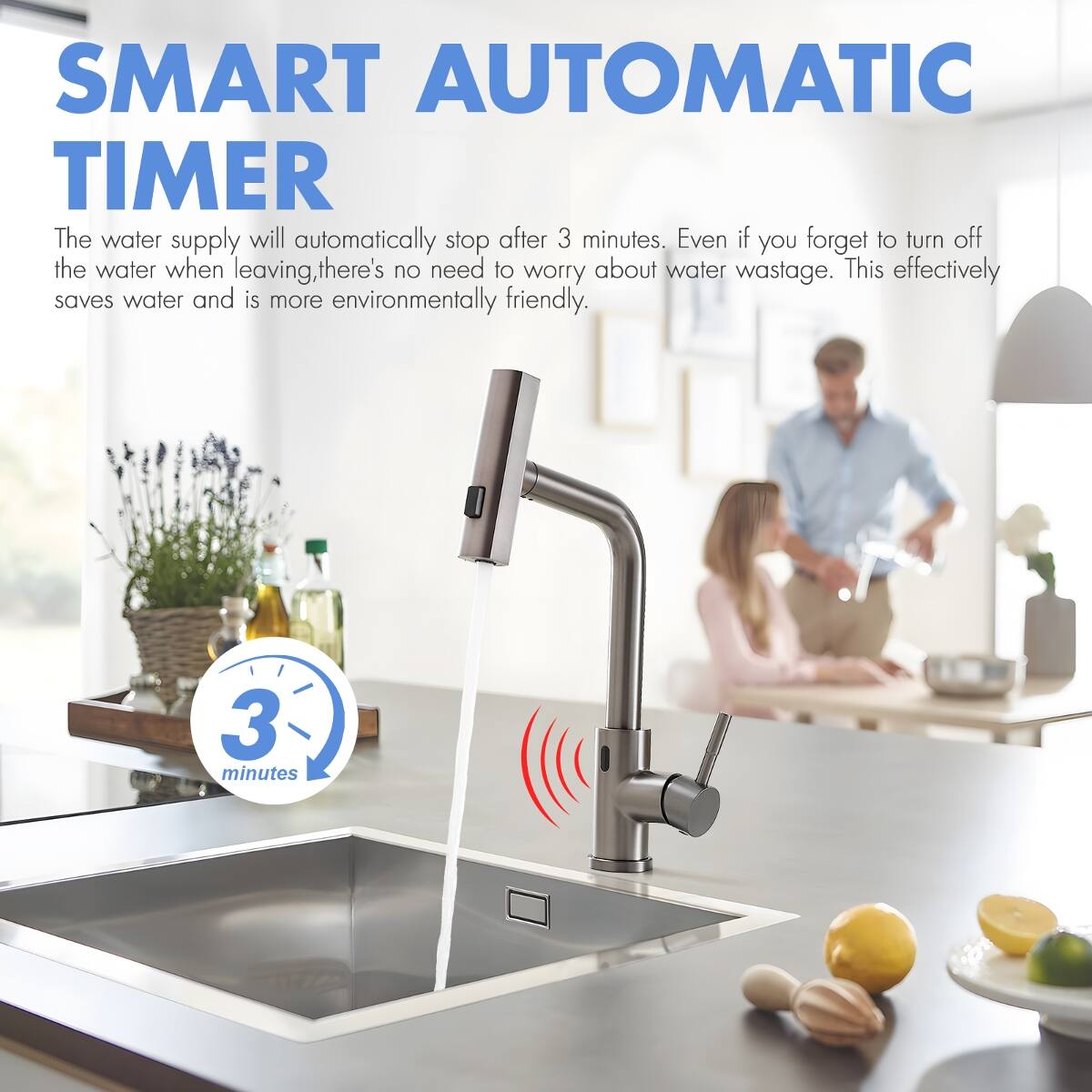 Ropilly Touchless Kitchen Faucet with Pull Out Sprayer, Hands Free ...
