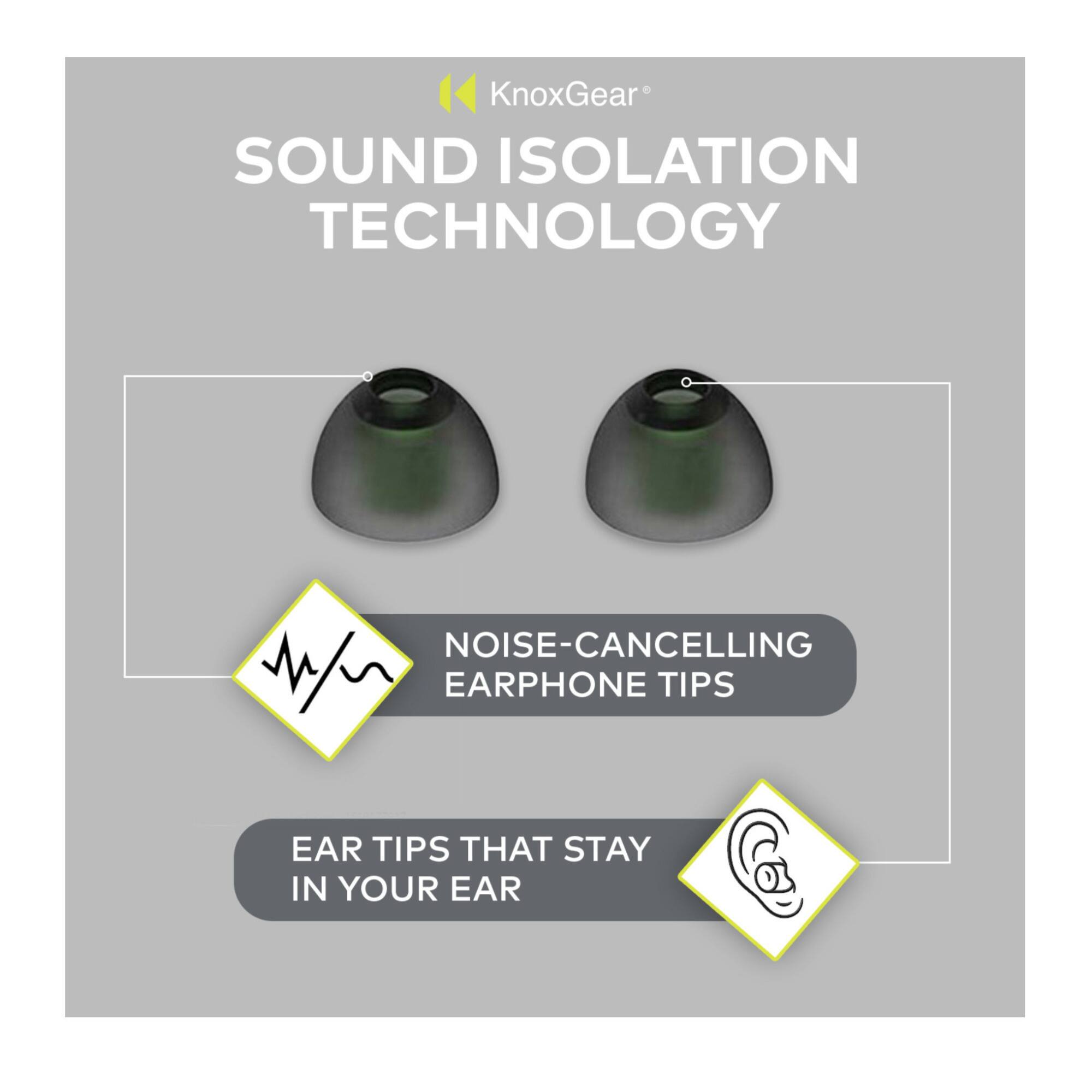 KnoxGear Sound Isolation Technology: Noise-Cancelling Earphone Tips and Ear Tips That Stay in Your Ear.
