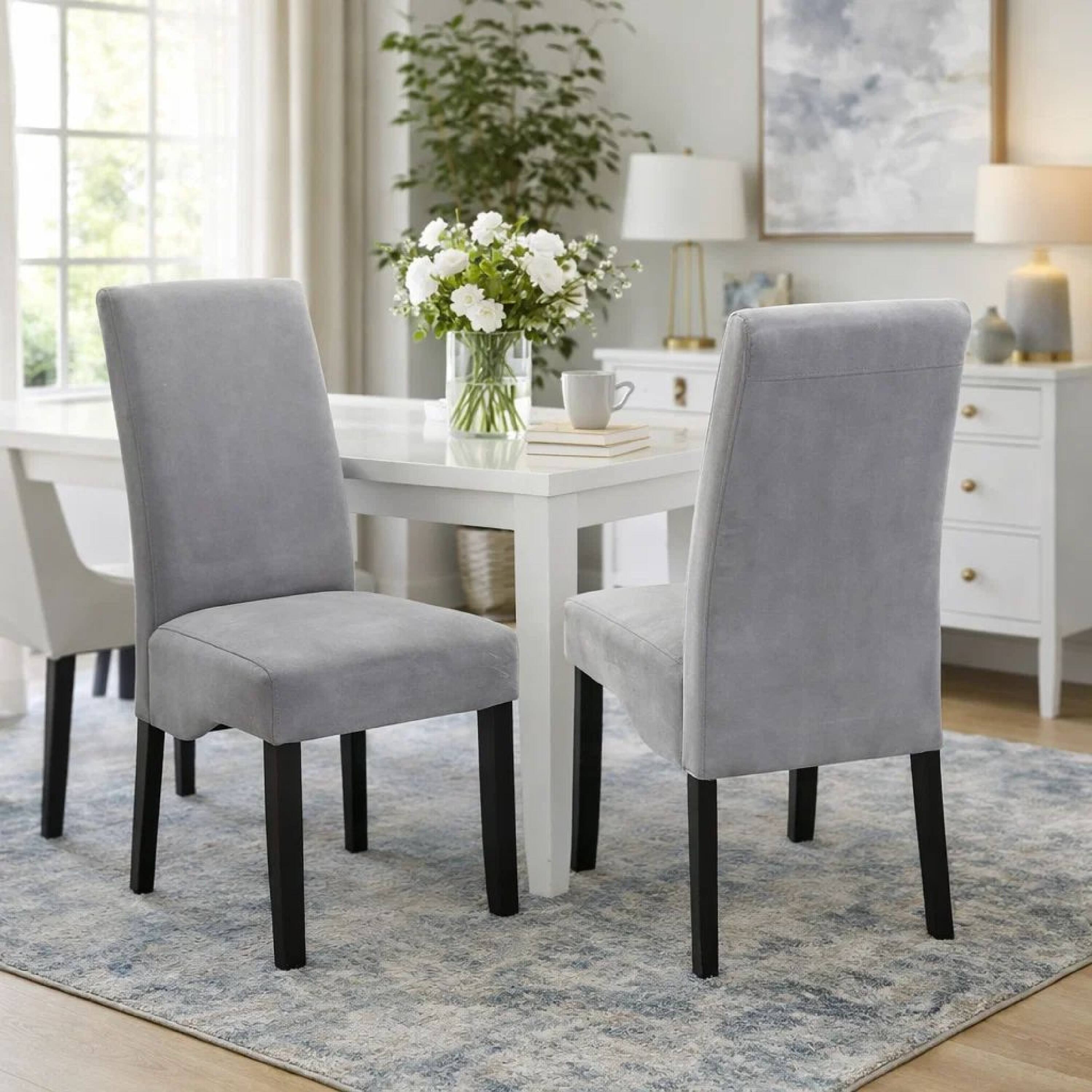 Alt View 5. Manhattan Lane - Comfy Wooden Dining Chair, Gray And Black, Set of 2 - Gray And Black.