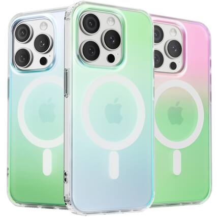 Front. Ornarto - ORNARTO Magnetic Case for iPhone 15 Pro 6.1" Compatible with MagSafe,Shockproof Protective Rainbow Phone Case-Aurora - Aurora.