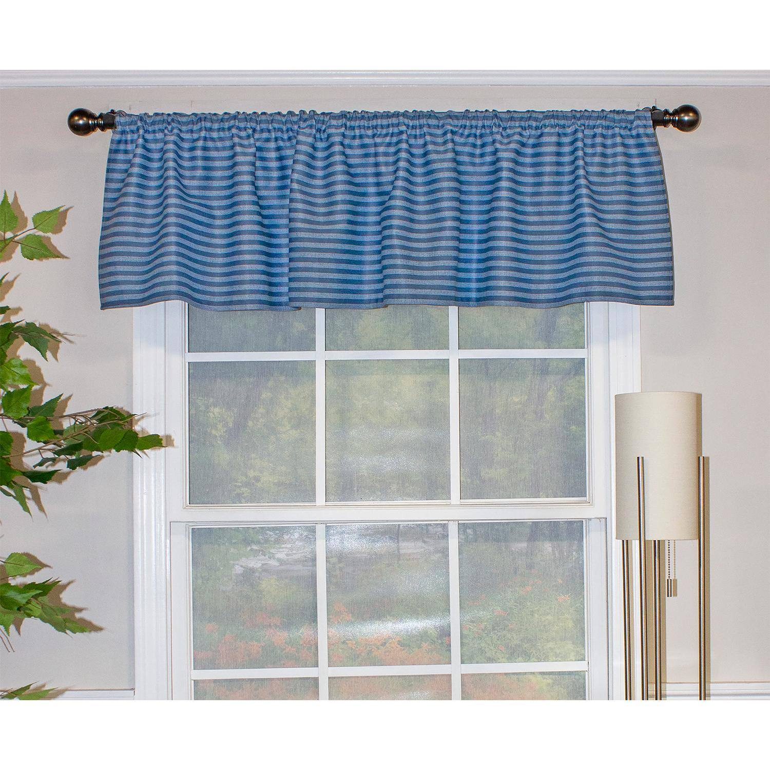 Angle. RLF Home - RLF Home Serpentine Tailored 100% Cotton with Fully Lined 3" Rod Pocket Valnance for Windows 50" x 14" Sky - Sky.