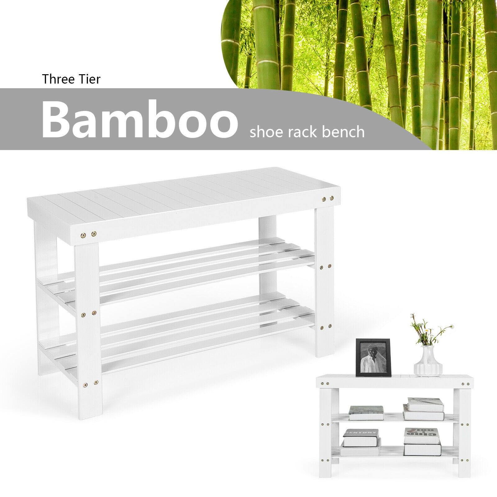 Three Tier Bamboo shoe rack bench