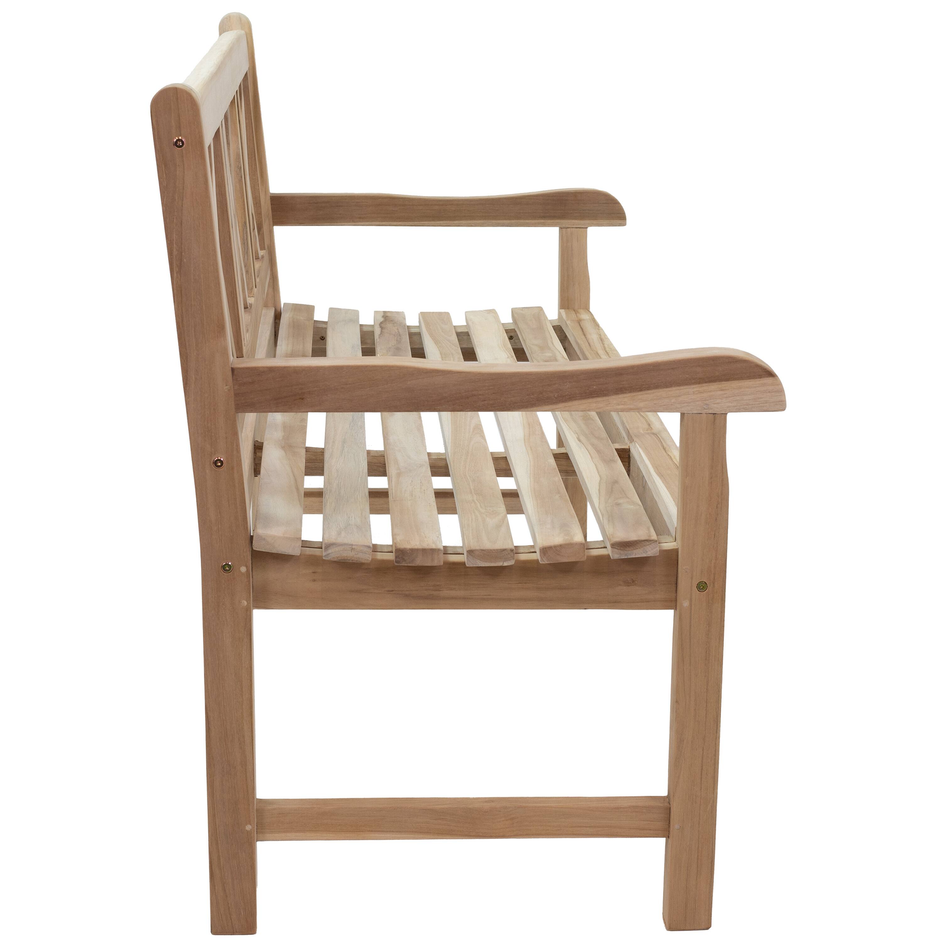 Alt View 9. Sunnydaze - 2-Person Wooden Teak Patio Garden Bench with Backrest - Brown.