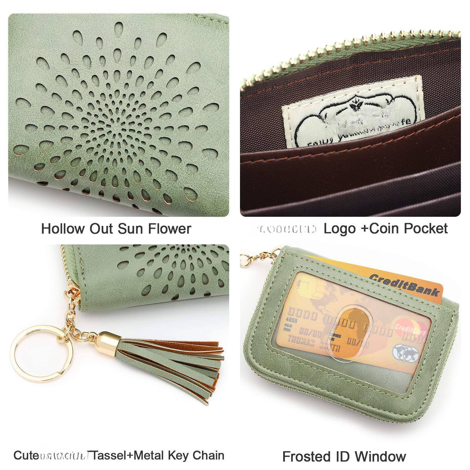 Alt View 1. Jadie Link - Rfid Credit Card Holder Zipper Case Keychain Small Wallet Women 1927 Green Stylish High quality Credit Card HolderThis - B-COFFEE-2（double zip）.