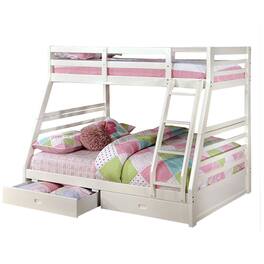 Manhattan Lane - Twin Over Full Wooden Bunk Bed with Storage - White