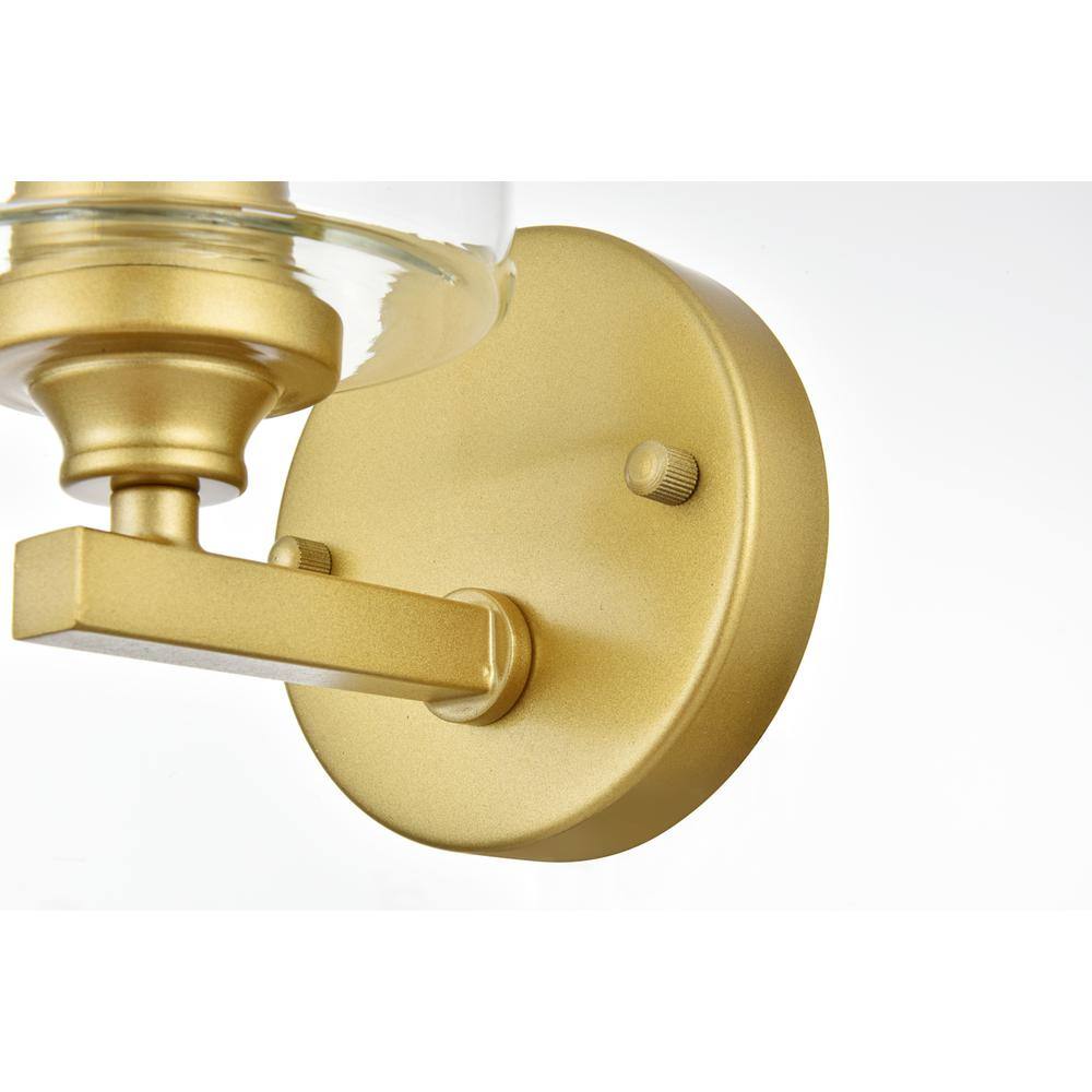 Front. Living District - Mayson 1 light Brass and Clear Bath Sconce - Brass And Clear.