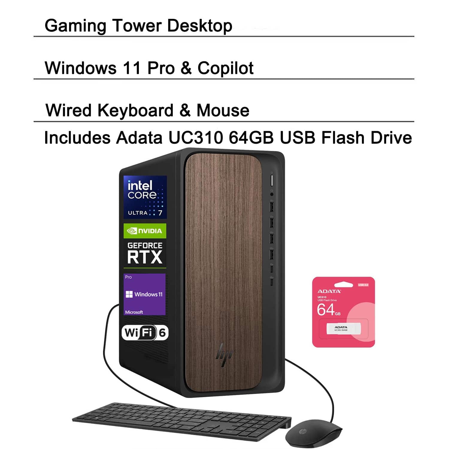 HP - OmniDesk Desktop - Intel Core Ultra 7 265 - 16GB RAM, 512GB SSD - NVIDIA GeForce RTX 5060 - For Gaming & Pro Work - Black