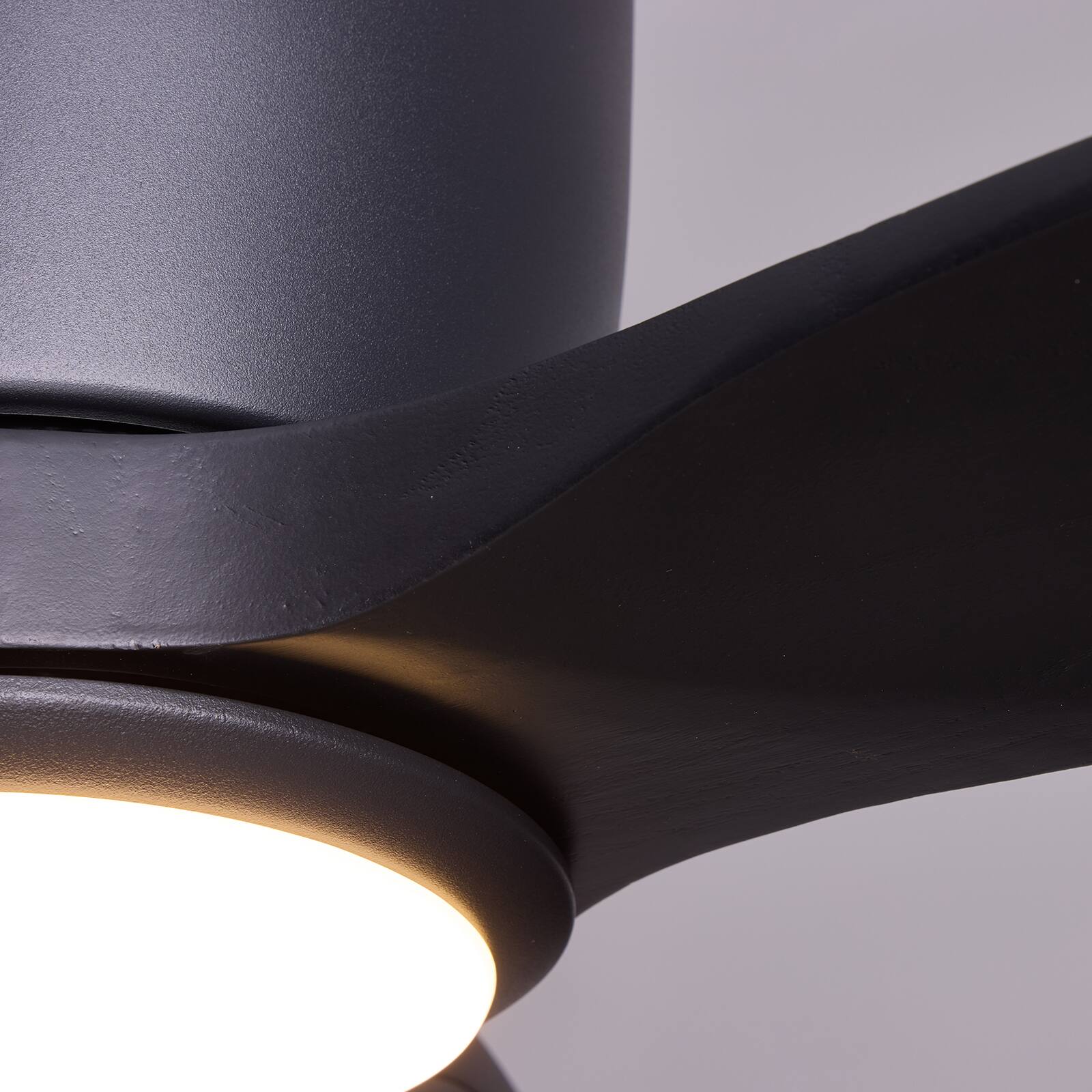 Alt View 6. Siljoy - 52 Inch Matte Black Low Profile Flush Mount Ceiling Fan With LED Light 3 Solid Wood Blades For Bedroom Living Room - Matte Black.