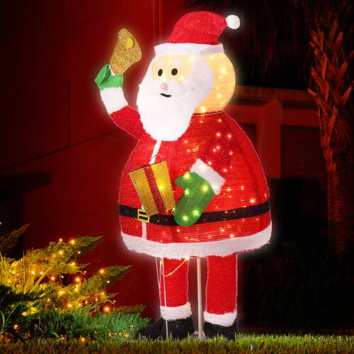 Alt View 9. Winado - 6 FT Lighted Santa Claus Holding Bell for Christmas Holiday Outdoor Decoration - Red.