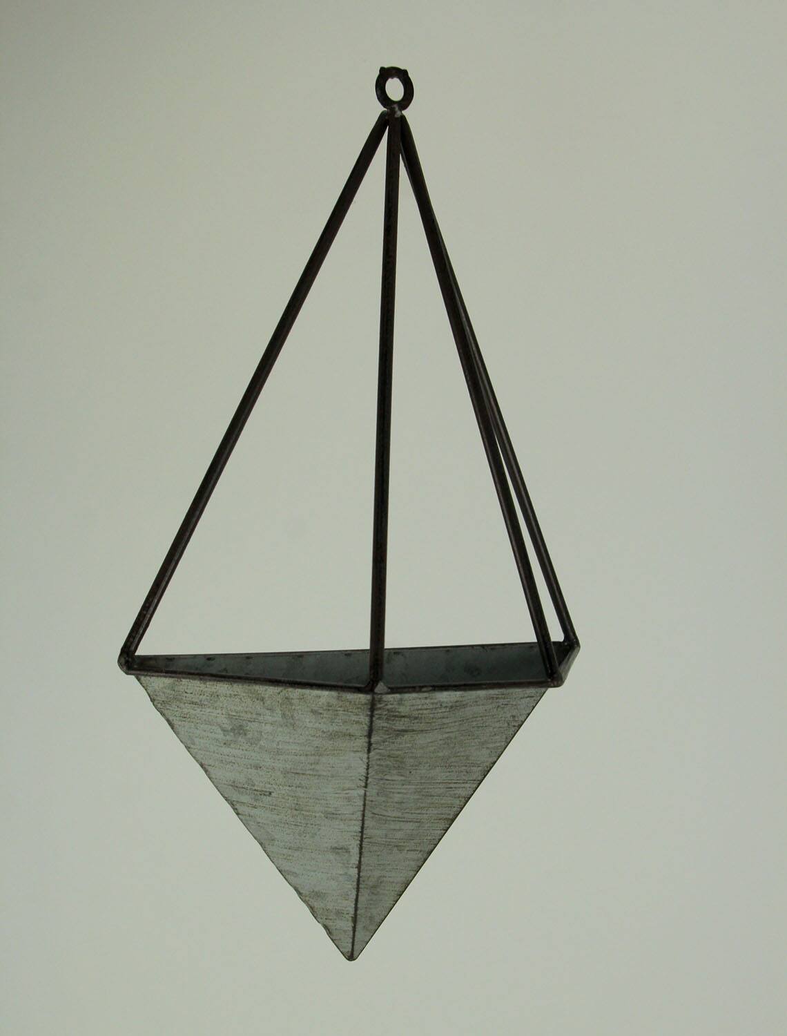 Alt View 1. The Gerson Companies - Galvanized Metal Diamond Shaped Angular Hanging Planters Set of 2 - Gray.