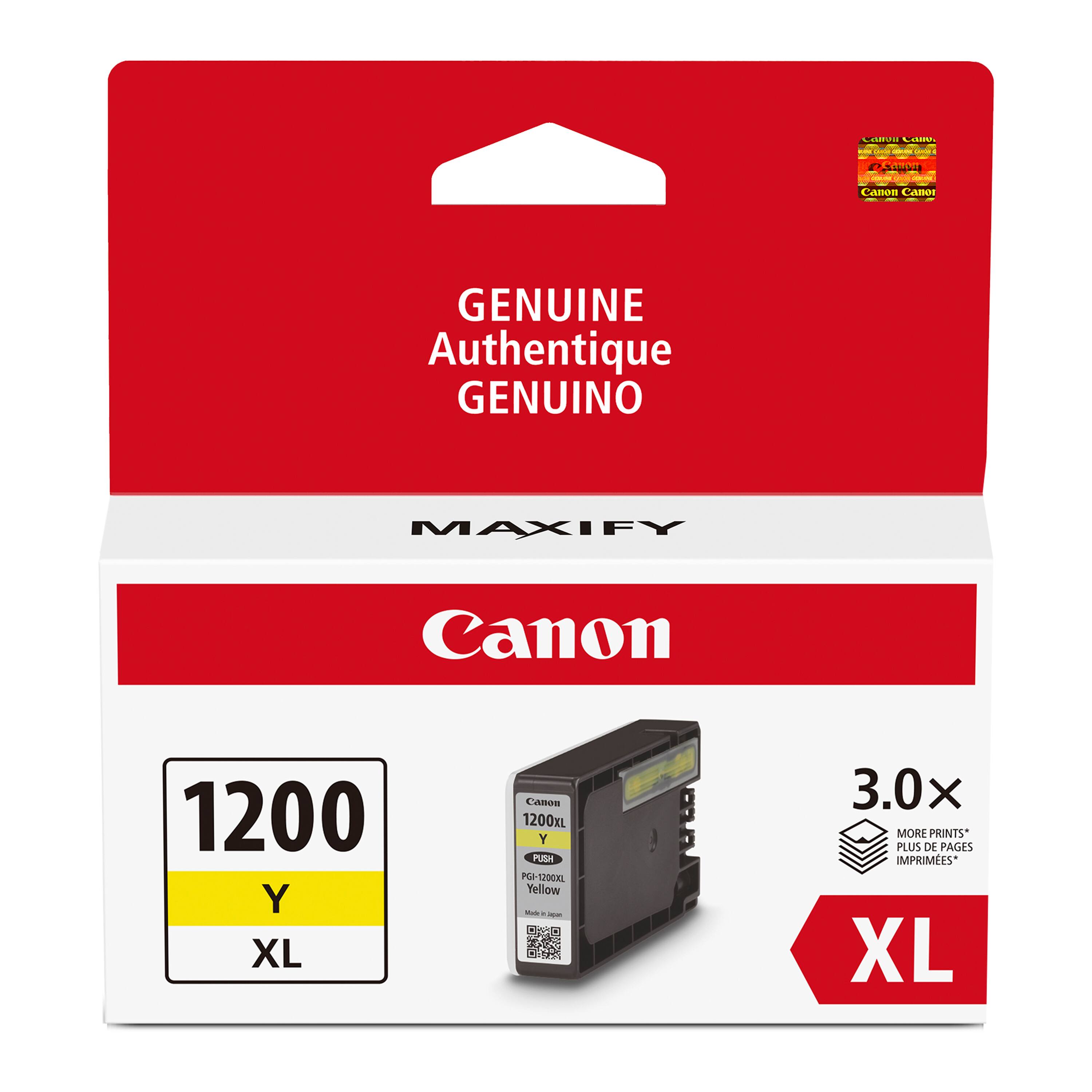 Canon Genuine Authentique GENUINO MAXIFY 1200 Y XL Caman 1200XL Y PUSH PGA-1200ML Yellow - 3.0x MORE PRINTS* PLUS DE PAGES IMPRIMÉES* XL