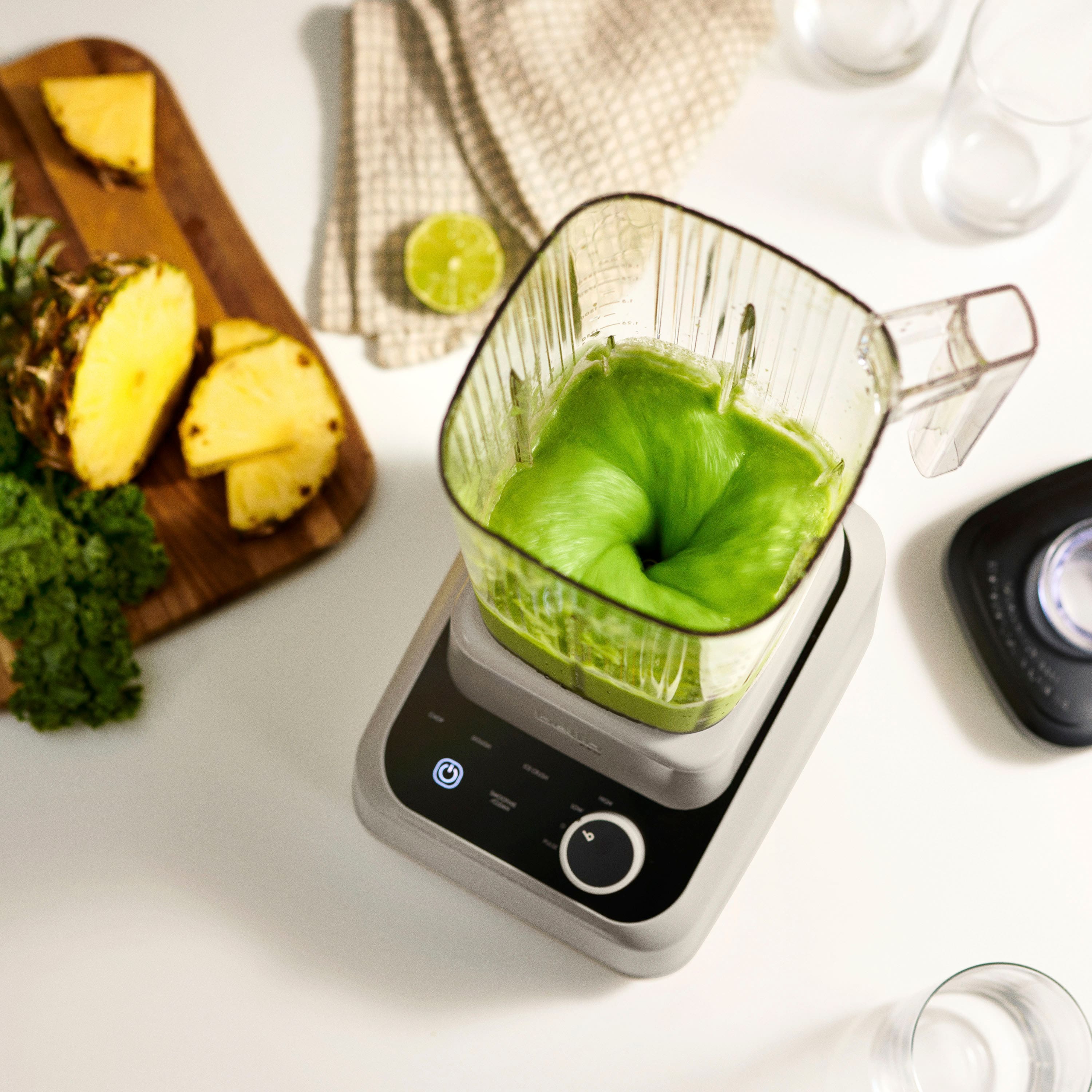 Angle. bella PRO - MasterBlend 3-in-1 Prep System with Blender, Personal Blender & Food Processor - Oatmilk.