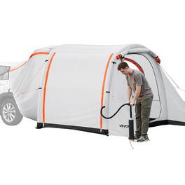 VEVOR - Inflatable SUV Tent with Awning, 8 x 6.7 ft 3-Season SUV Tailgate Tent with Ventilated Doors & Mesh Window - Grey White