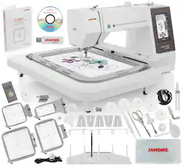 Janome - Memory Craft 550e LE Embroidery Machine - Includes 5-Spool Thread Stand + 3.9" x 1.6" Hoop + Acustitch Software - White