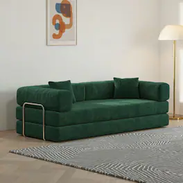 Kadyn - 78.8" Modular Floor Sofa, Convertible Pudding Block Sectional with Armrests, Ready to Use, Green - Green