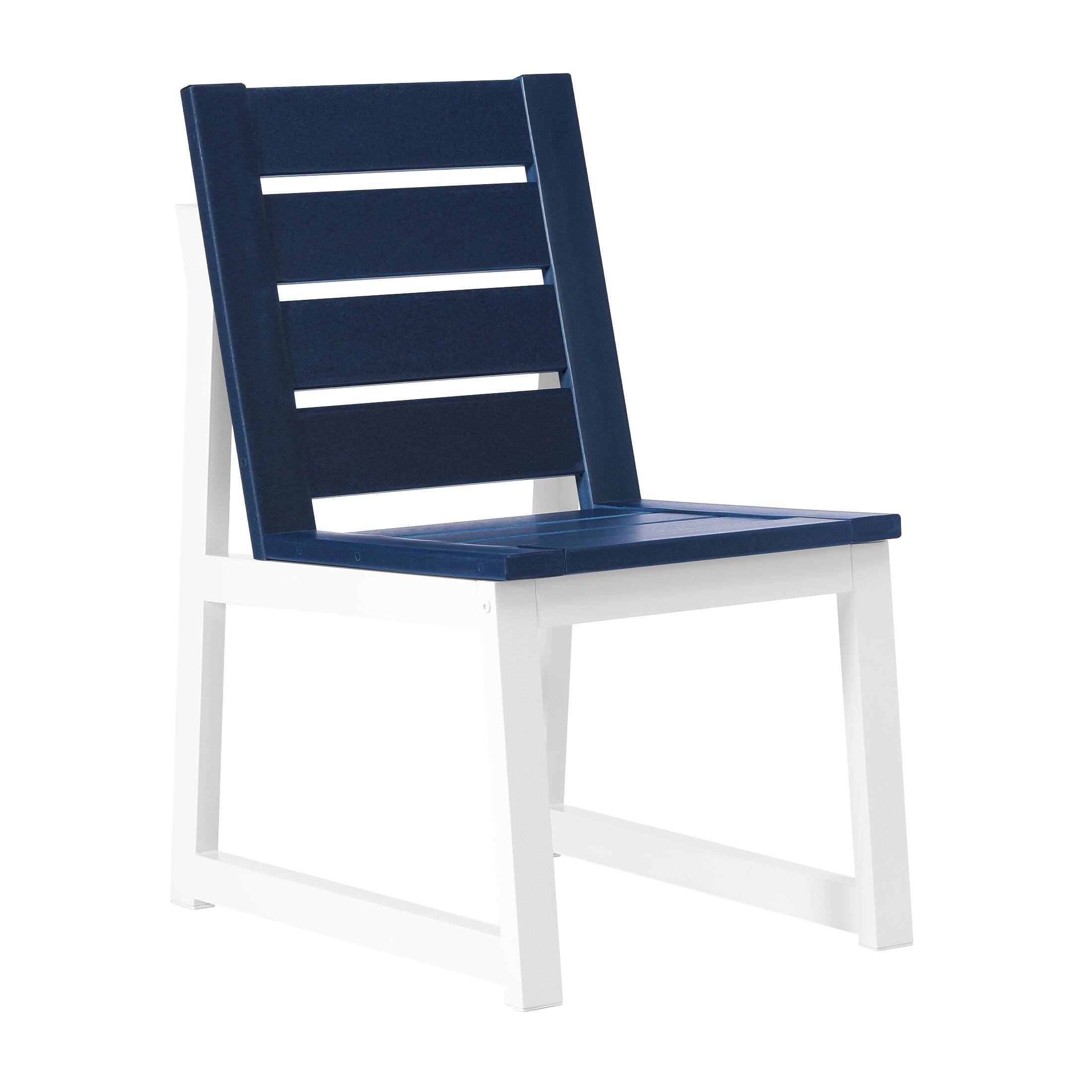 Alt View 3. WestinTrends - WestinTrends Cape May 7-Piece HDPE Outdoor Furniture Patio Dining Table With Umbrella Hole and Chairs Set For 6 - Navy Blue.