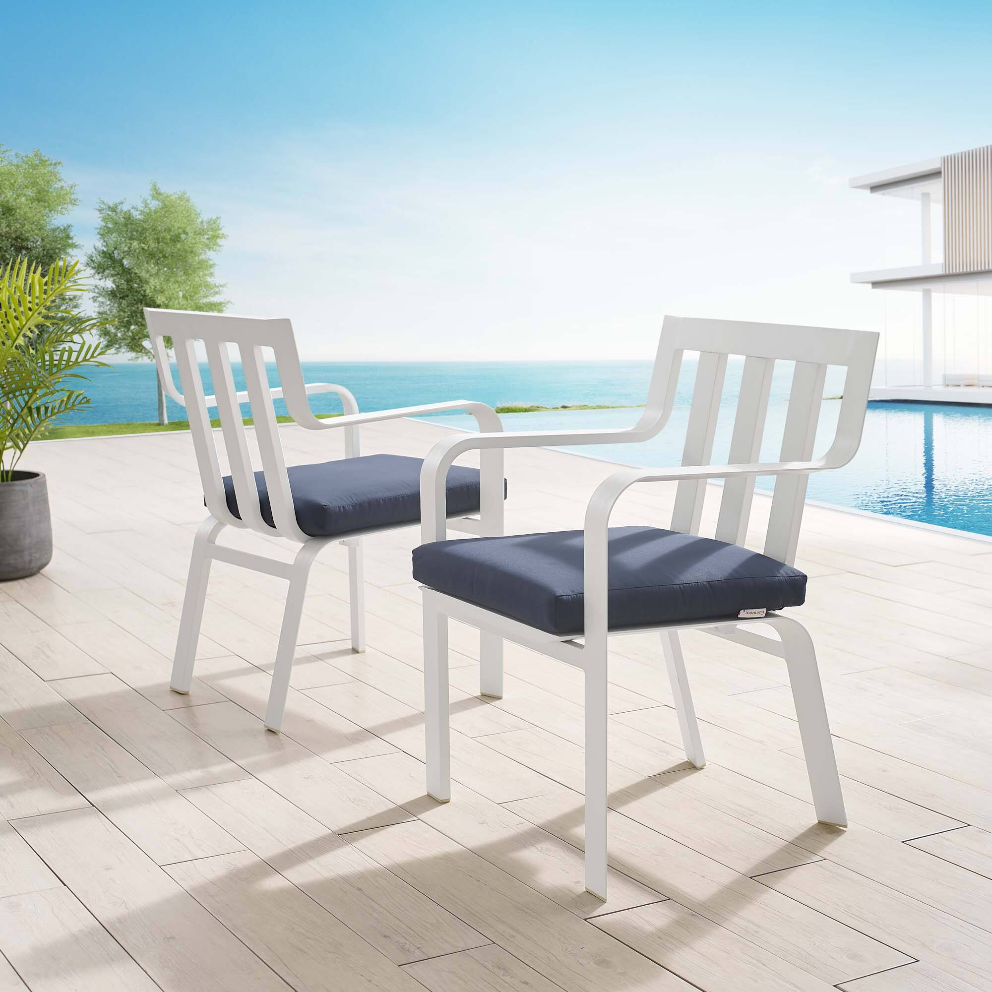 Front. Modway - Baxley Outdoor Patio Aluminum Armchair Set of 2 by Modway - White Navy.