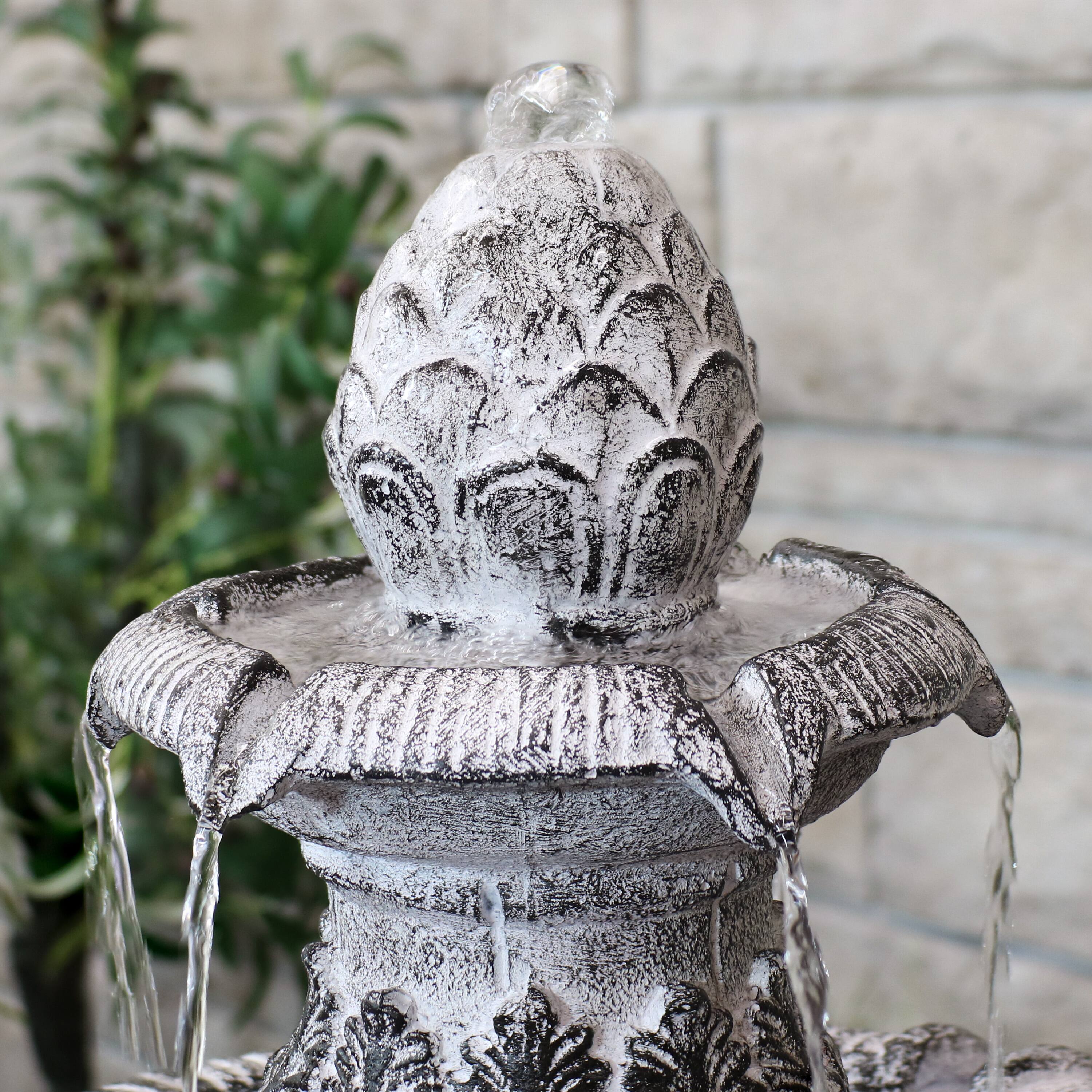 Alt View 7. Sunnydaze - Mediterranean Reinforced Concrete Outdoor 3-Tier Water Fountain - Grey.