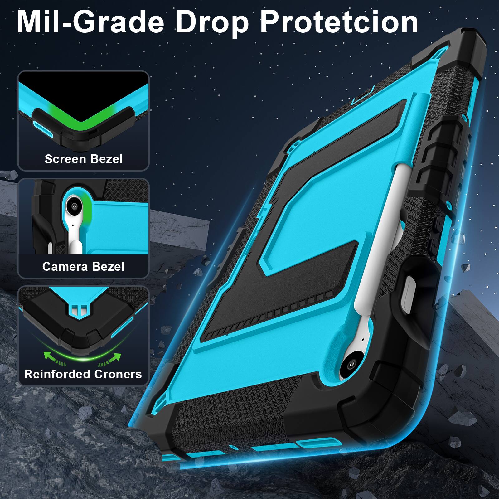 Mil-Grade Drop Protection Screen Bezel Camera Bezel 411N JIAK Reinforced Corners