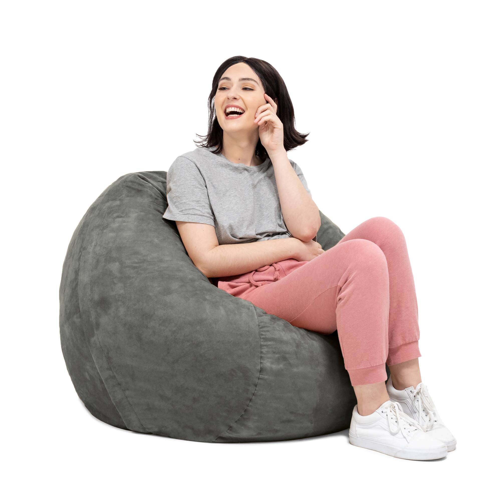 Angle. Jaxx - Jaxx Saxx 3 Foot Bean Bag Chair with Removable Cover, Charcoal - Charcoal.