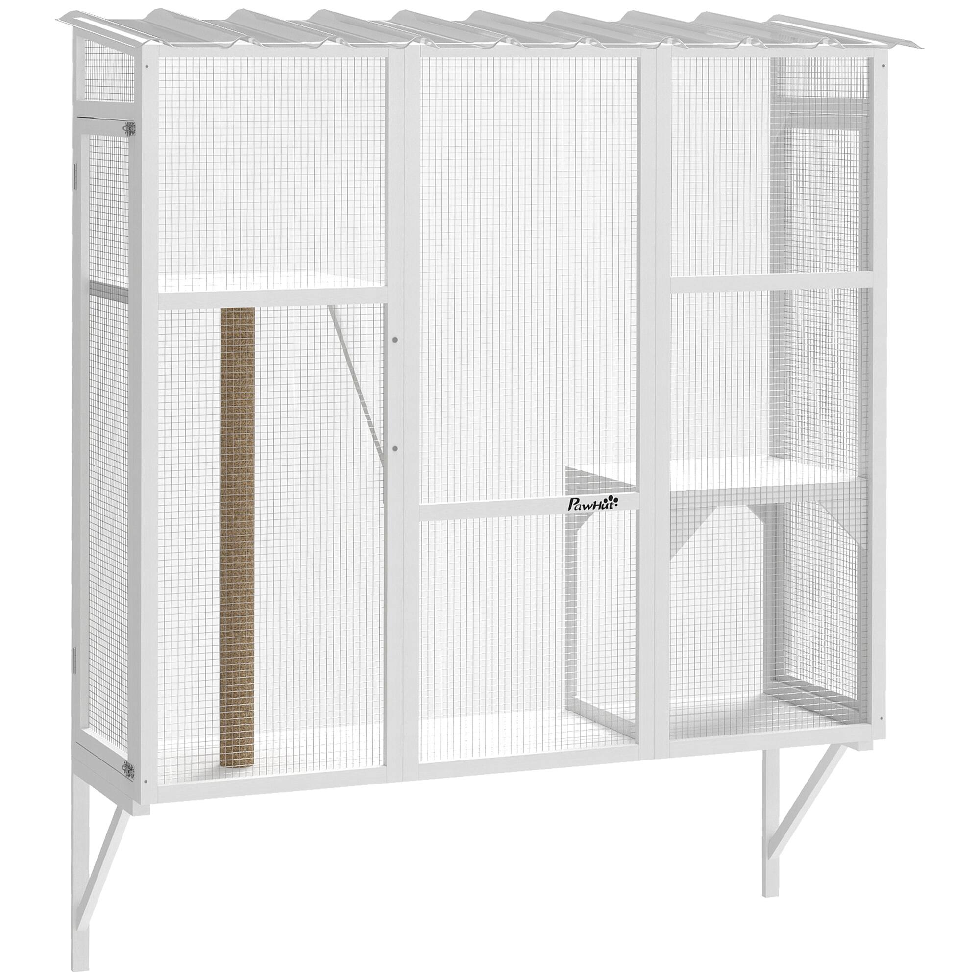 Pawhut - Outdoor, Window Catio for 2-3 Large Indoor Cats w/ 2 Jumping Platforms, Scratching Post - White price history on PriceWatchPro