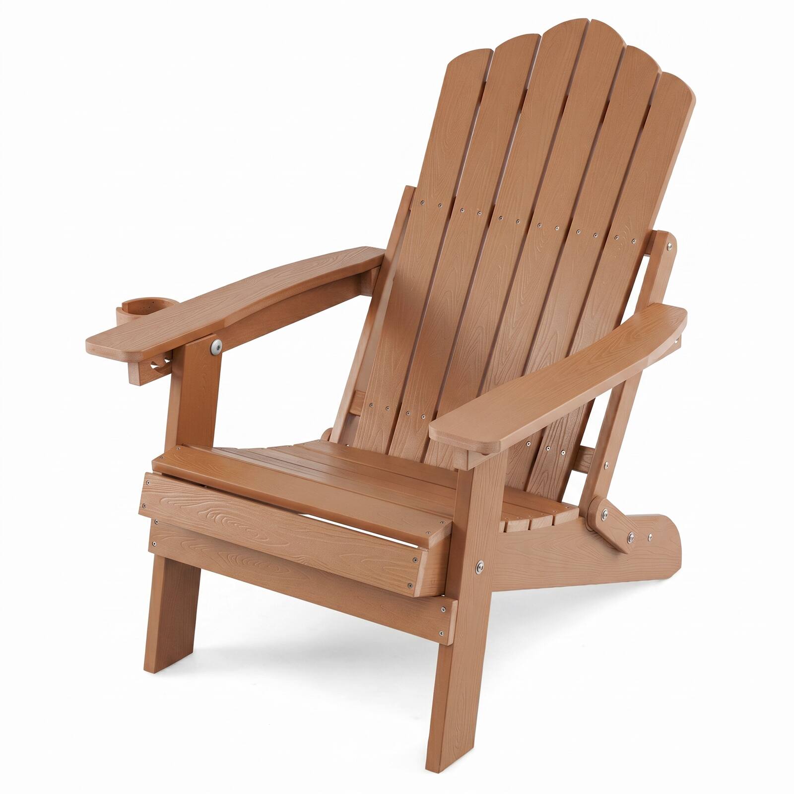 Alt View 9. Gymax - Gymax Folding Adirondack Chair w/5-Level Backrest Wooden Textured for Lawn Poolside Coffee - Brown.